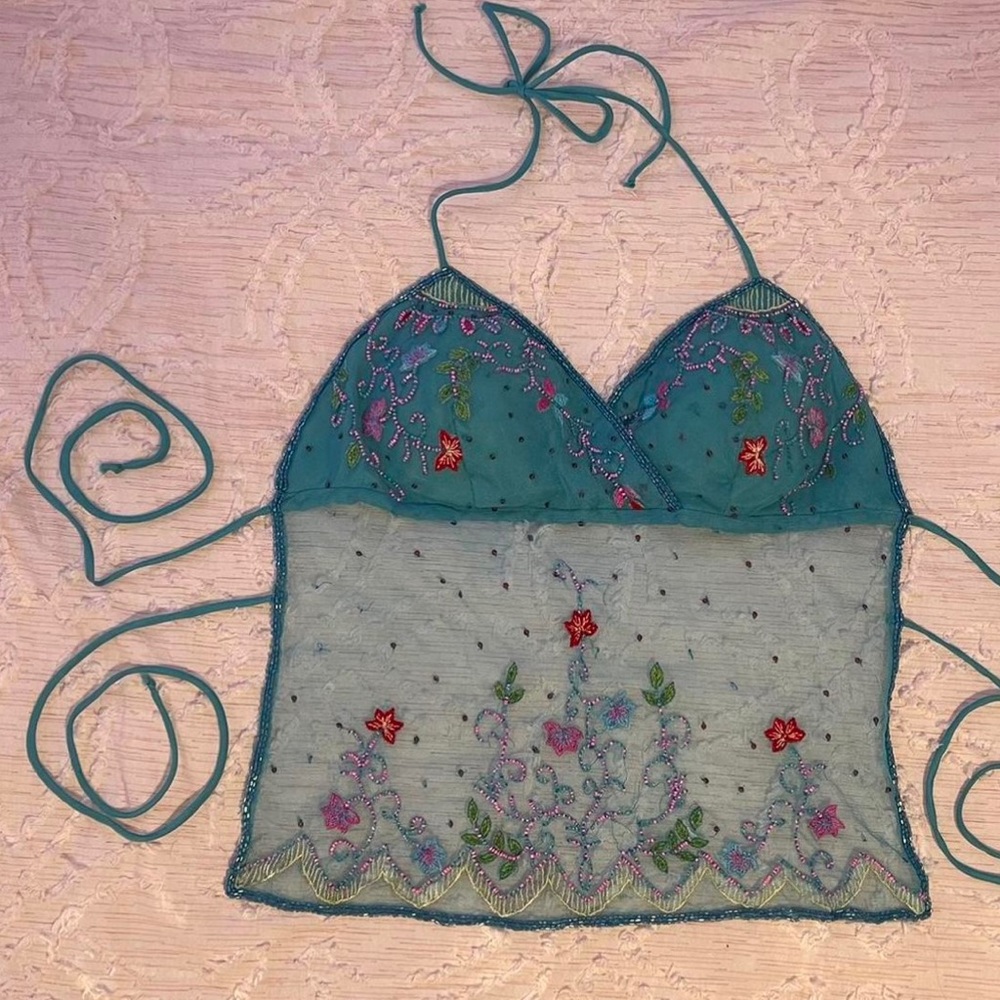 Y2k beaded halter top